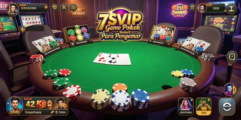 Screenshot gameplay 7SVIP yang menampilkan momen intens dalam permainan poker.