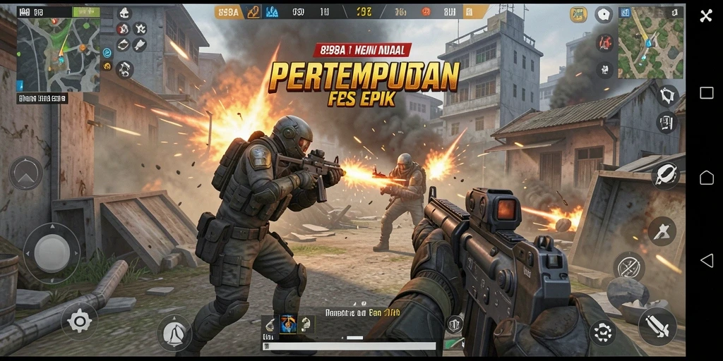 Gameplay seru dalam 898A dengan aksi tembak-menembak intens.