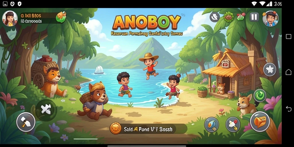 Tampilan gameplay ANOBOY yang seru dan penuh warna.