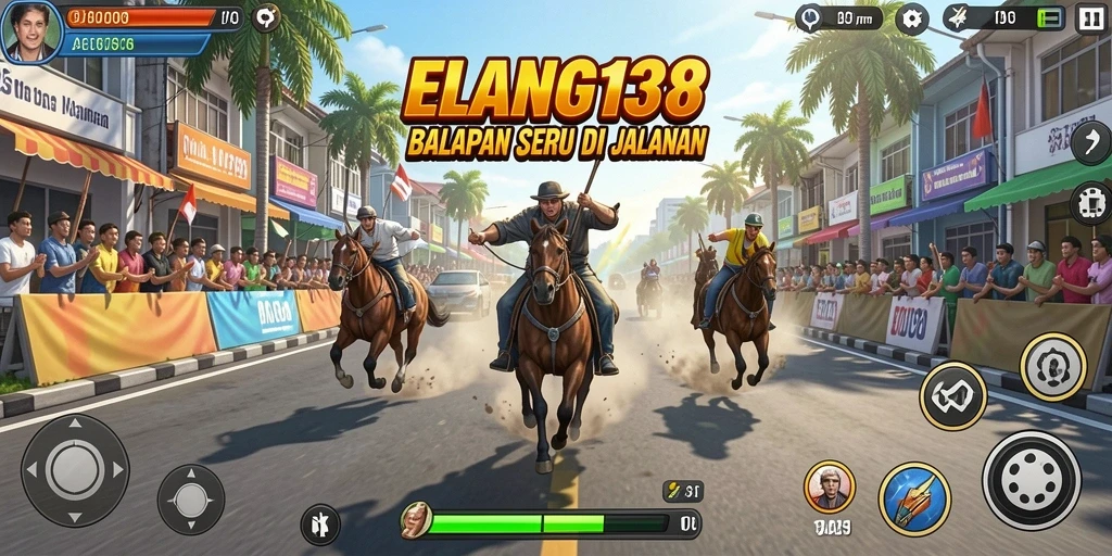 Tangkapan layar gameplay ELANG138 dengan aksi balapan menegangkan.