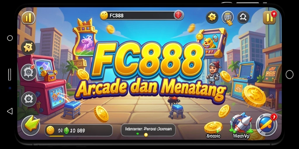 Screenshot utama FC888 menampilkan aksi gameplay Arcade yang mendebarkan.