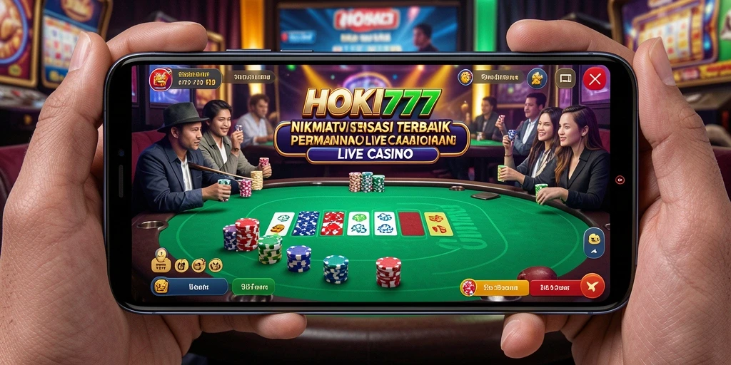 Tampilan gameplay HOKI777 yang menampilkan suasana Live Casino yang seru.