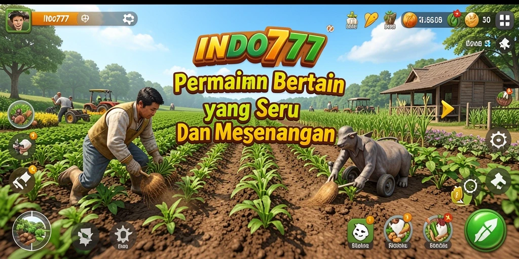 Tangkapan layar utama INDO777 menunjukkan pengalaman bertani yang interaktif dan menyenangkan.