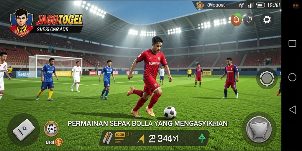 Tampilan gameplay sepak bola yang menarik dan dinamis