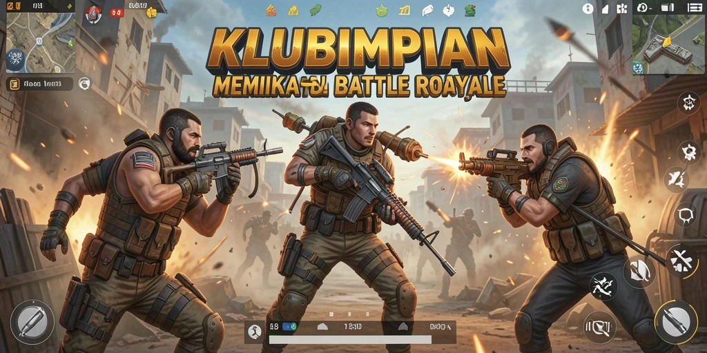 Tampilan gameplay KLUBIMPIAN yang mendebarkan dalam pertempuran Battle Royale.