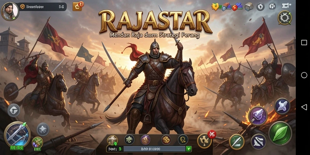 Tampilan gameplay RAJASTAR yang penuh strategi dan pertempuran epik.