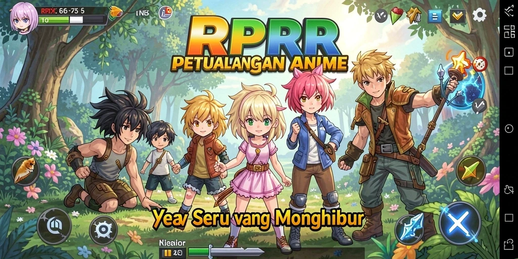 Tampilan gameplay RPRR dengan aksi karakter Anime yang dinamis.