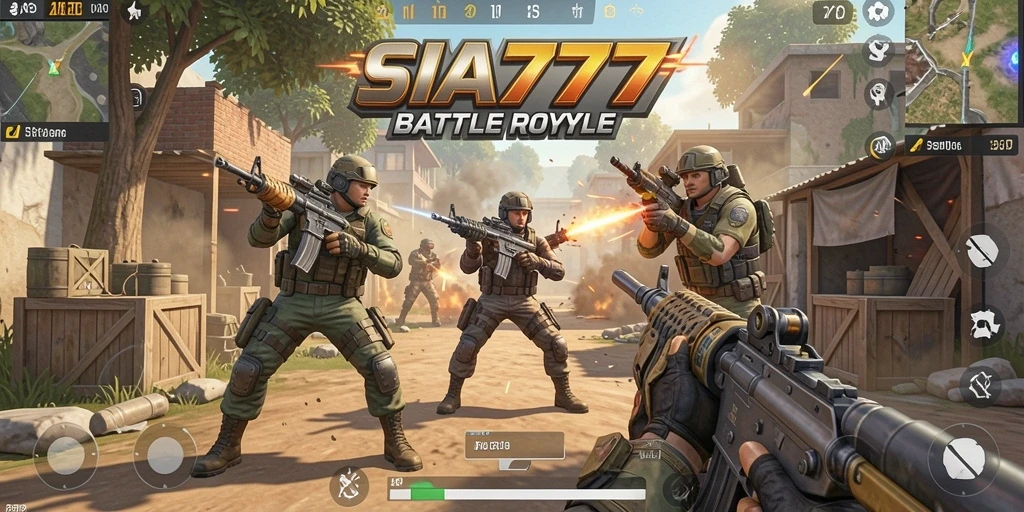 Screenshot gameplay SIA777 menunjukkan aksi pertarungan seru dalam Battle Royale.