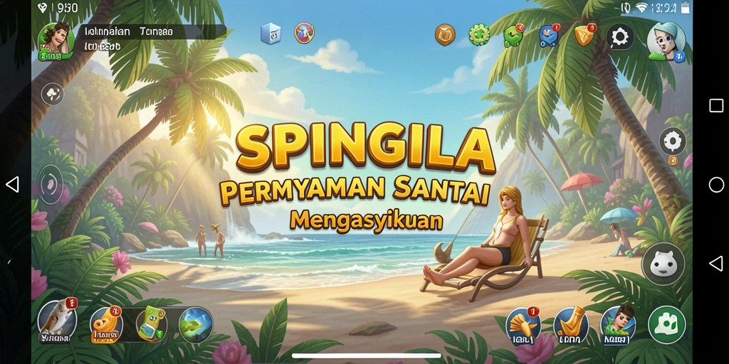 Screenshot utama SPINGILA menampilkan gameplay seru dengan grafis berwarna-warni.